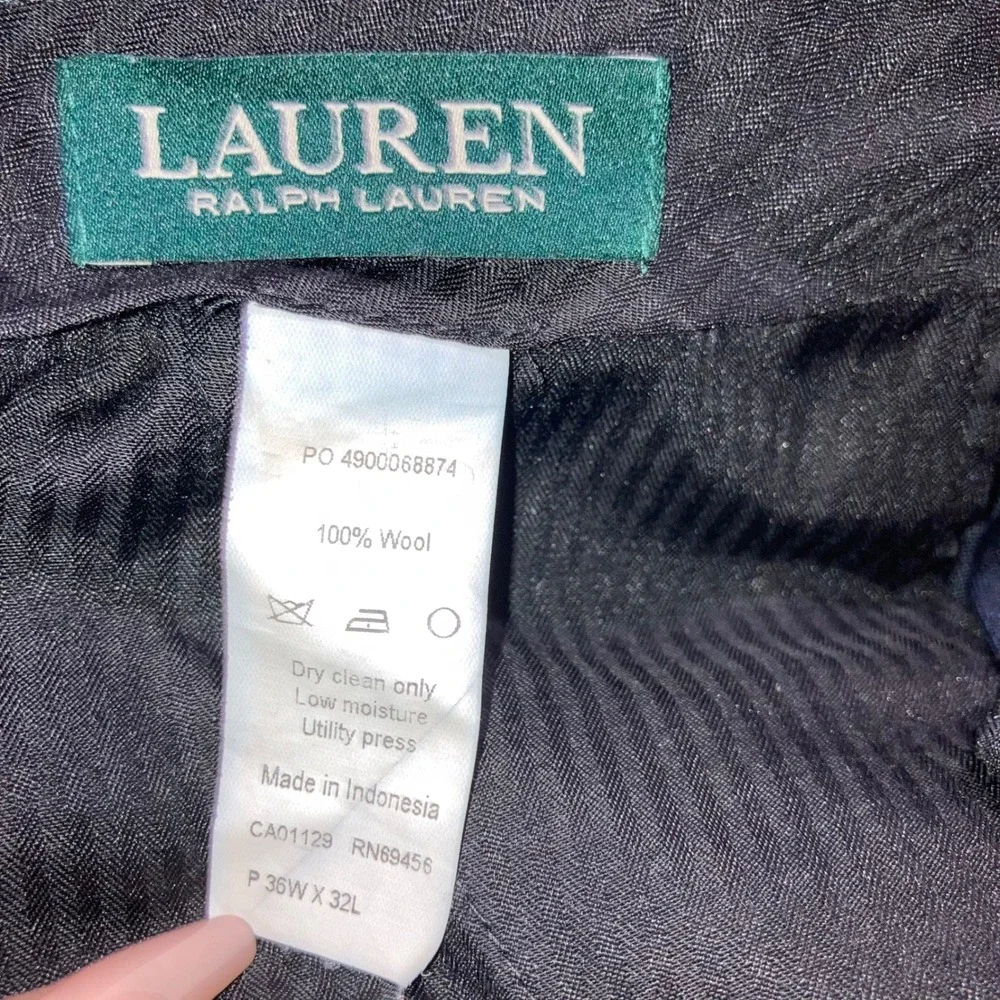 Lauren Ralph Lauren Mens 36x32 Blue 100% Wool Windowpane Dress Pants Trousers